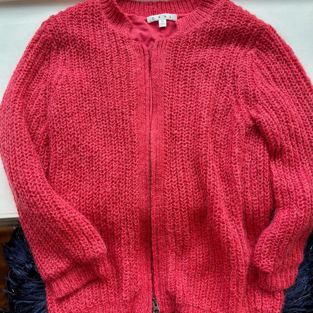 CAbi Mohair Blend Chunky Zip Cardigan